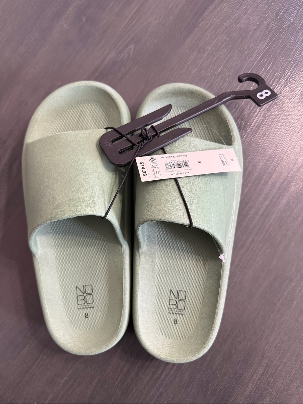 No Boundaries Green Slide Sandals Women’s Size 8 NWT